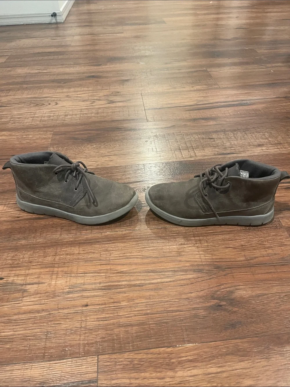 UGG Kids Grey Suede Lace-Up Ankle Boots